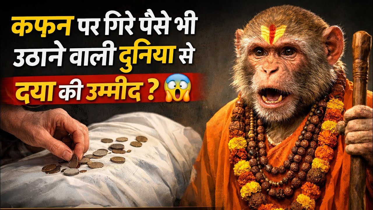 इस दुनिया से दया की उम्मीद? 😱 | कफ़न पर गिरे पैसे की कहानी | बंदर बाबा ज्ञानवाणी
