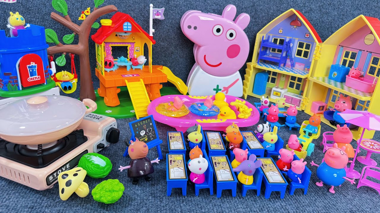 13 Minutes Satisfying with Unboxing Peppa Pig Classroom Learning Toy Set ASMR｜Review Toys