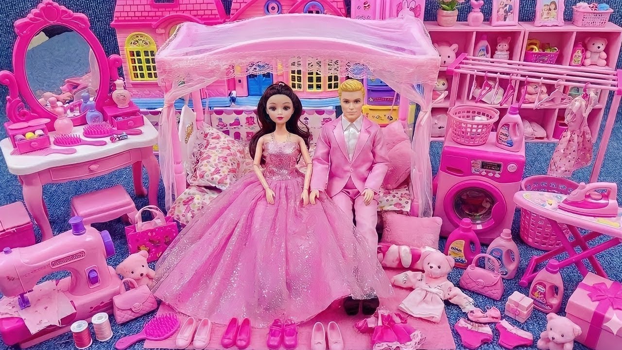 14 minutos de satisfacción con el unboxing del dormitorio y colección de boda princesa Barbie | ASMR