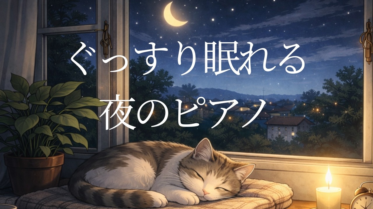 15分でぐっすり眠れる夜のピアノBGM｜猫と過ごす、何もしない夜
