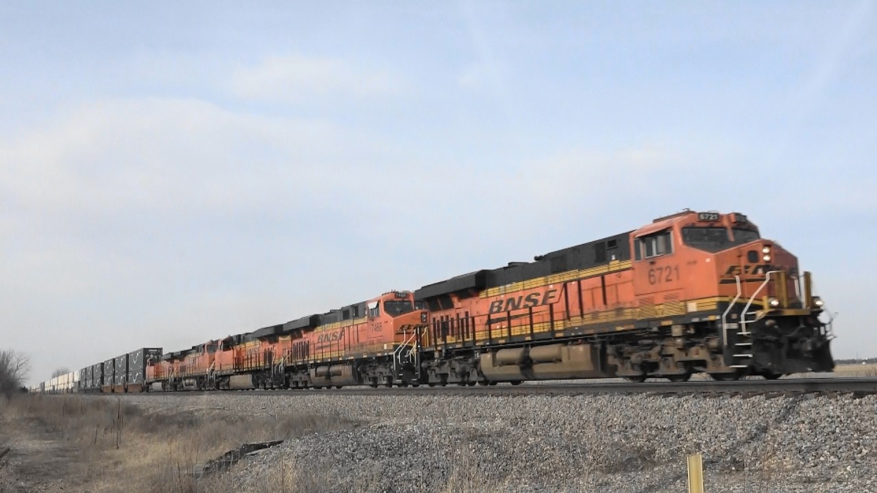 Three BNSF Intermodal's Near Cameron, IL 2/9/26