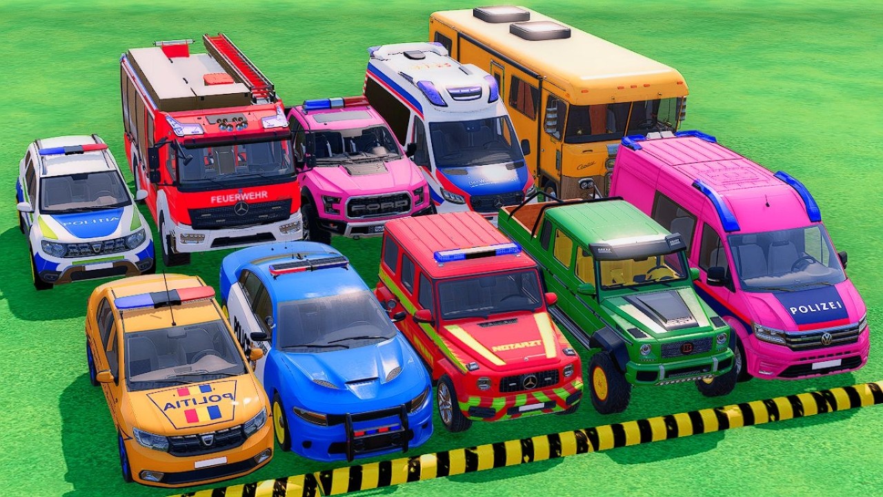 TRANSPORTING POLICE CARS, AMBULANCE VEHICLE, FIRE DEPARTMENT WITH TRAIN - FARMING SIMULATOR 22 #44