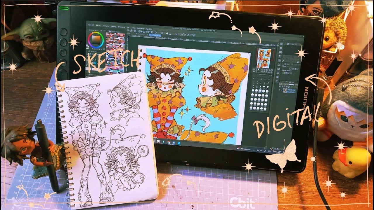 ⋆｡°✩TUTORIAL como colororear un sketch TRADICIONAL en DIGITAL ☝🤓+ HUION Kamvas 16(2021) REVIEW:⋆｡°✩