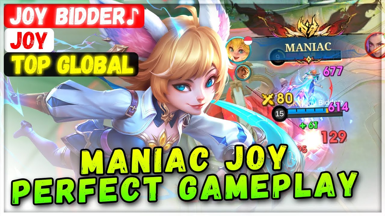 MANIAC JOY DOUBLE PERFECT GAMEPLAY  [ Top Global Joy ] Joy Bidder♪ - Mobile Legends Emblem And Build