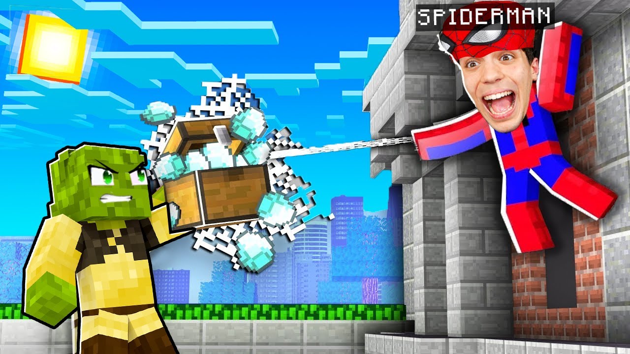 DIVENTO SPIDERMAN E FACCIO SCHERZI CON I SUPER POTERI AL MIO AMICO su MINECRAFT!!
