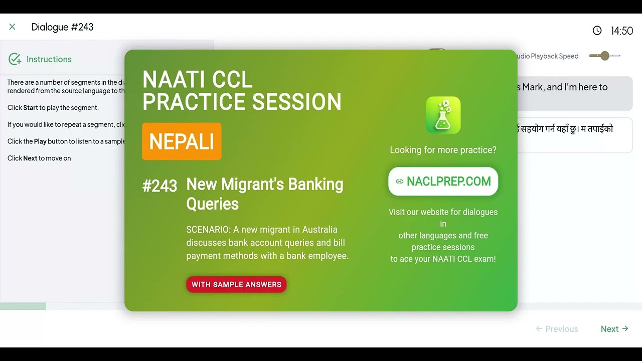 🌟 NAATI CCL Nepali Practice Dialogue #243 | New Migrant's Banking Queries (with Translations)🌟