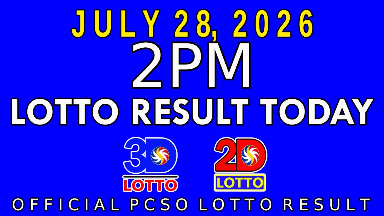 2pm Lotto Result Today July 28 2026 Swertres 3D Lotto Ez2 2D Lotto PCSO