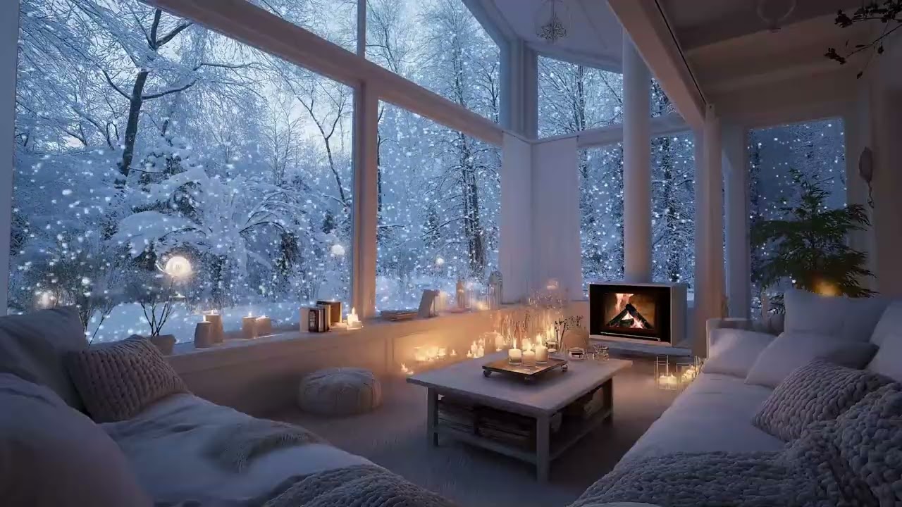 Soft Winter Piano ❄️ 3H Snow Outside the Window for Study, Healing & Calm