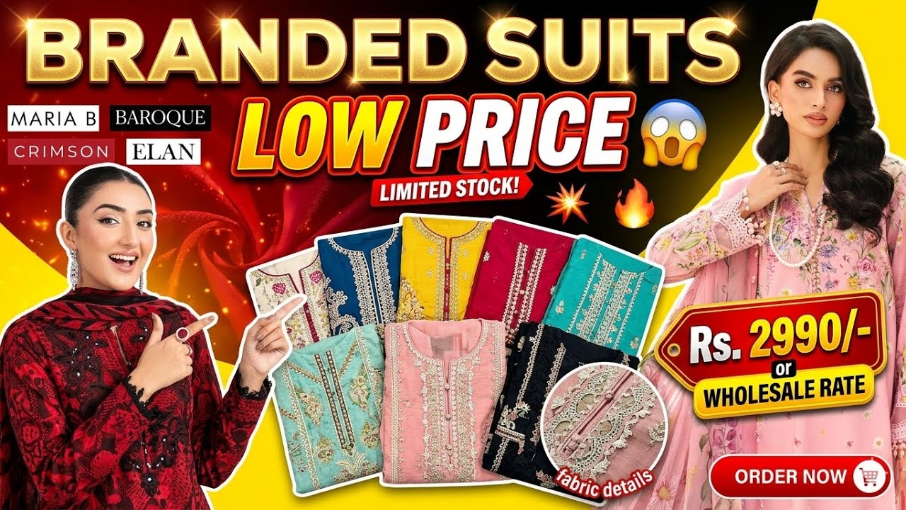 Ladies Branded Suits at Affordable Prices | Maria B | Baroque | Crimson | ELAHF