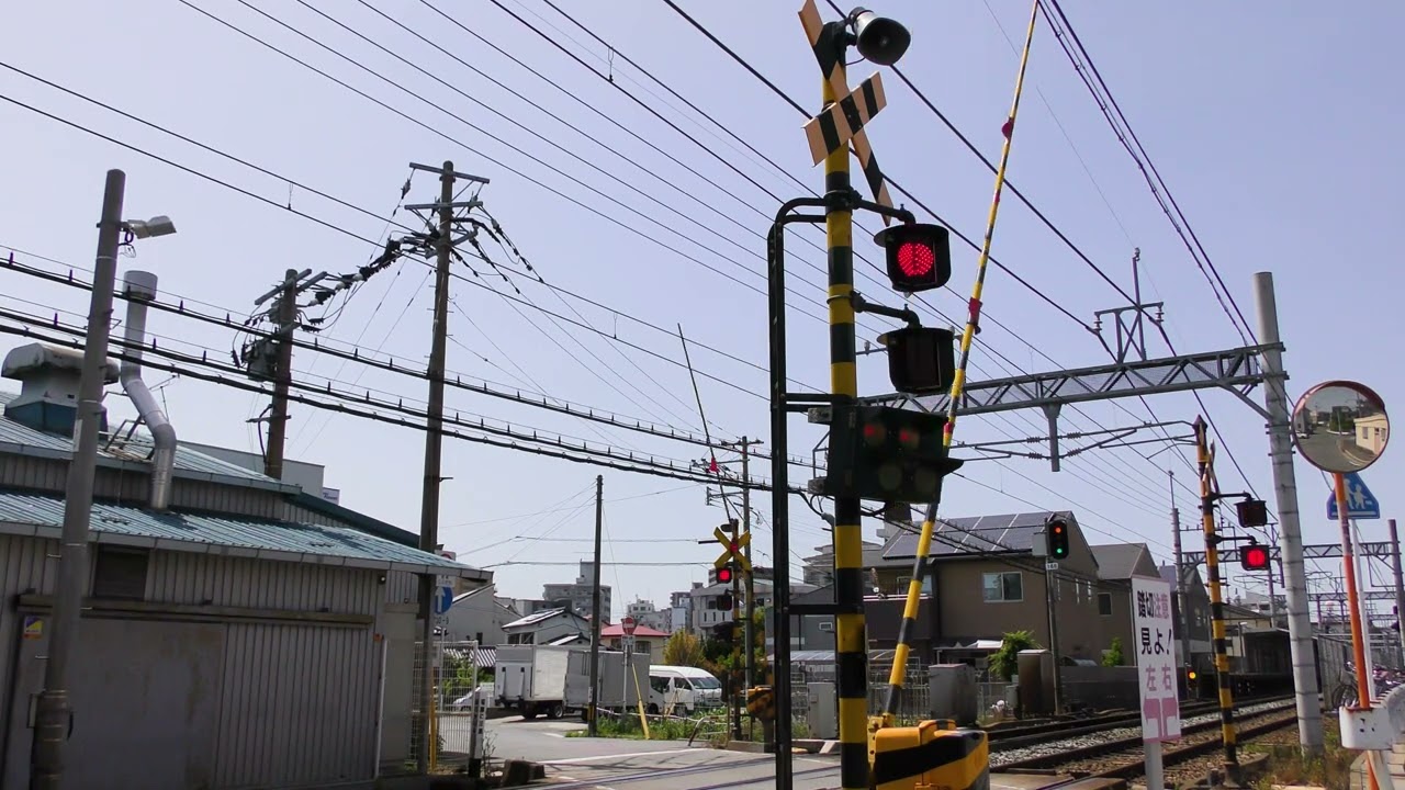 【踏切】 西鉄・天神大牟田線 紫１号踏切【カンカンカンカン】 // Railroad Crossing