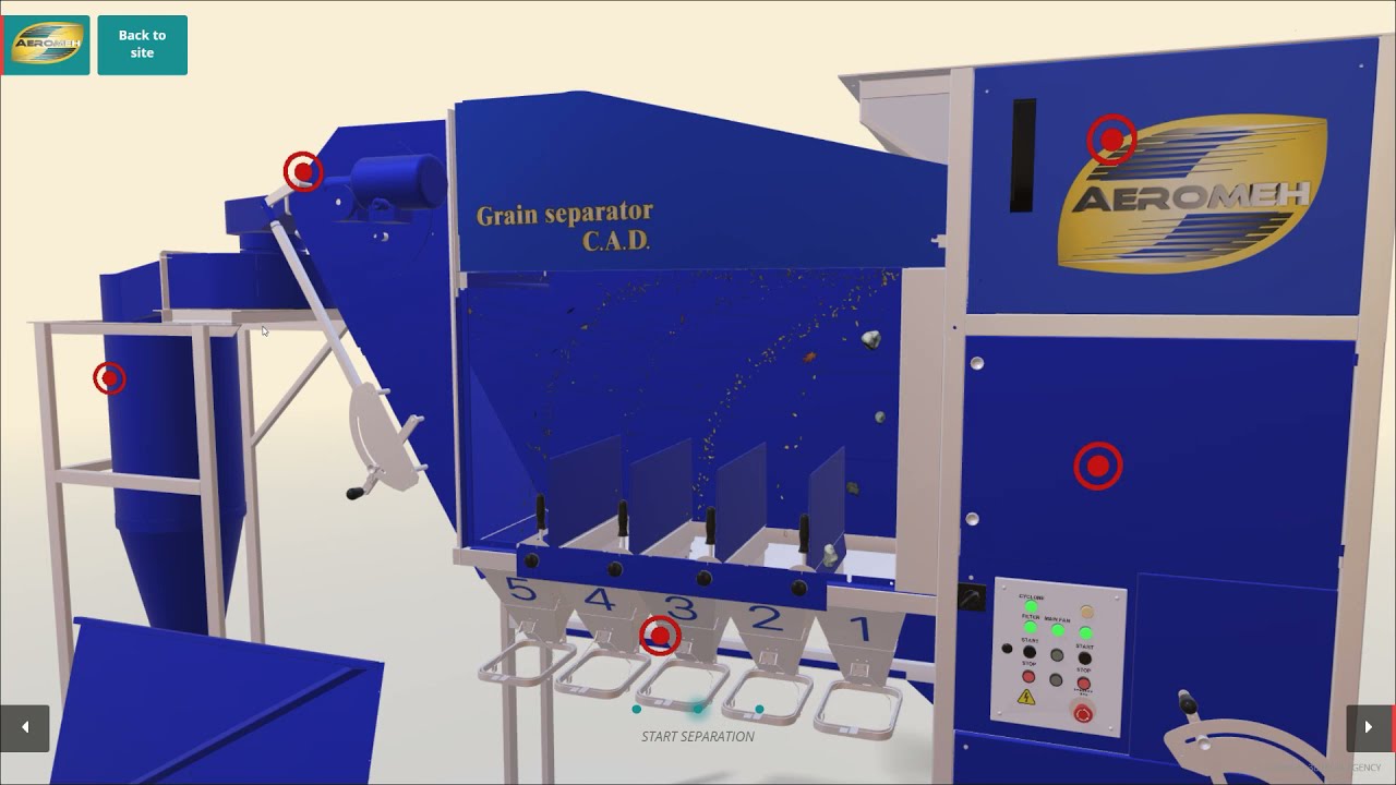 Grain cleaner CAD from AEROMEH. The best solution for cleaning all types of seeds.