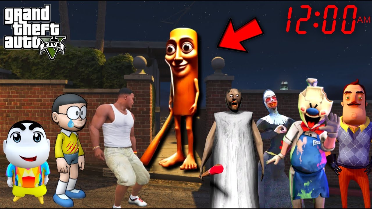 Evil Nun Granny Shinchan Play Hide and Seek With Shinchan Chop and Franklin in GTA 5