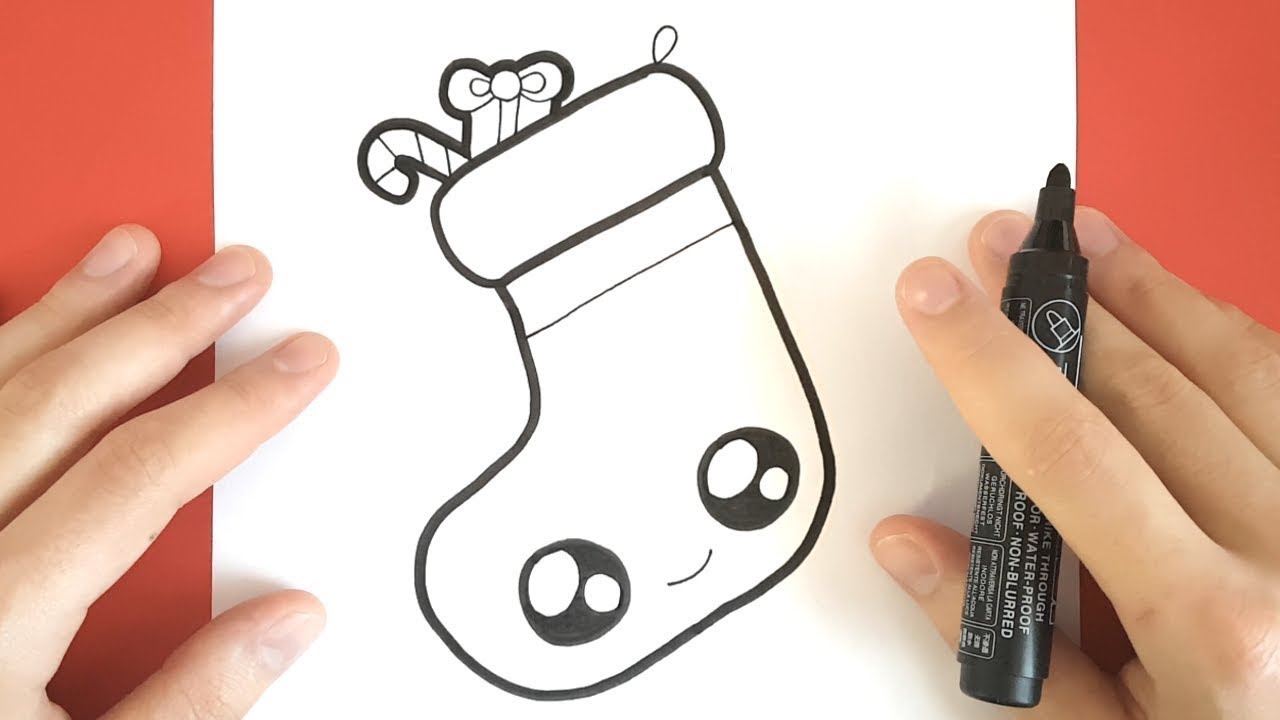 How to Draw a Christmas Stocking Cute step by step