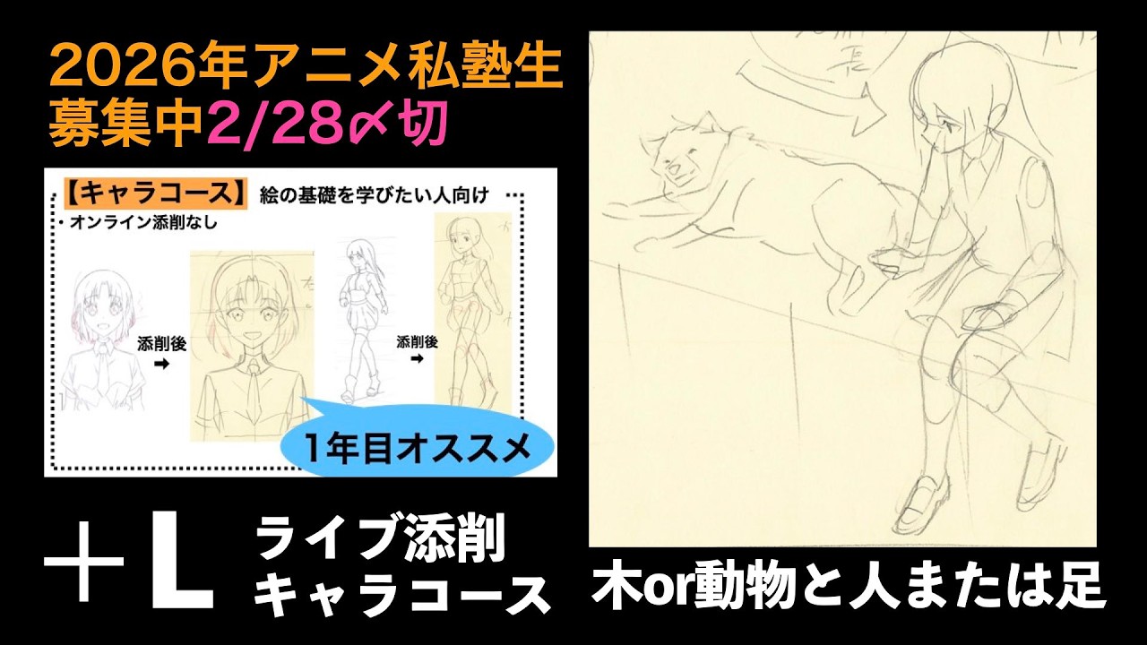 【2026年塾生募集中】＋Lライブ添削キャラコース木or動物と人または足