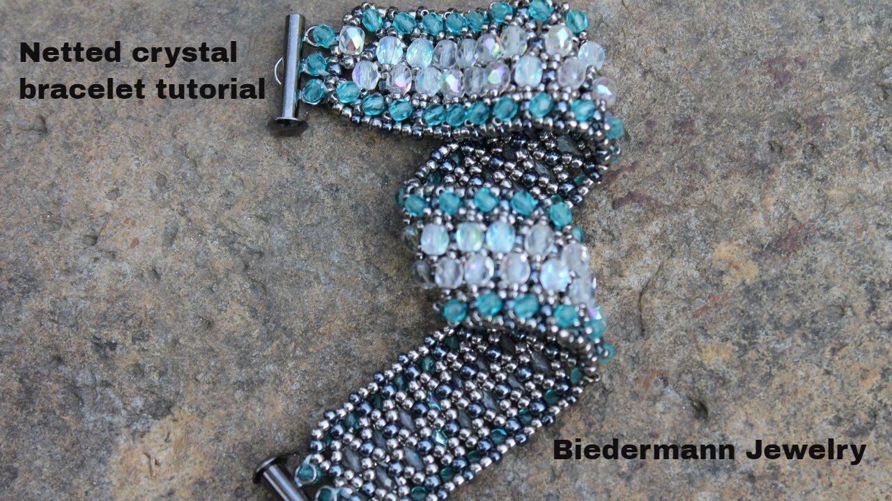Netted crystal beaded bracelet tutorial