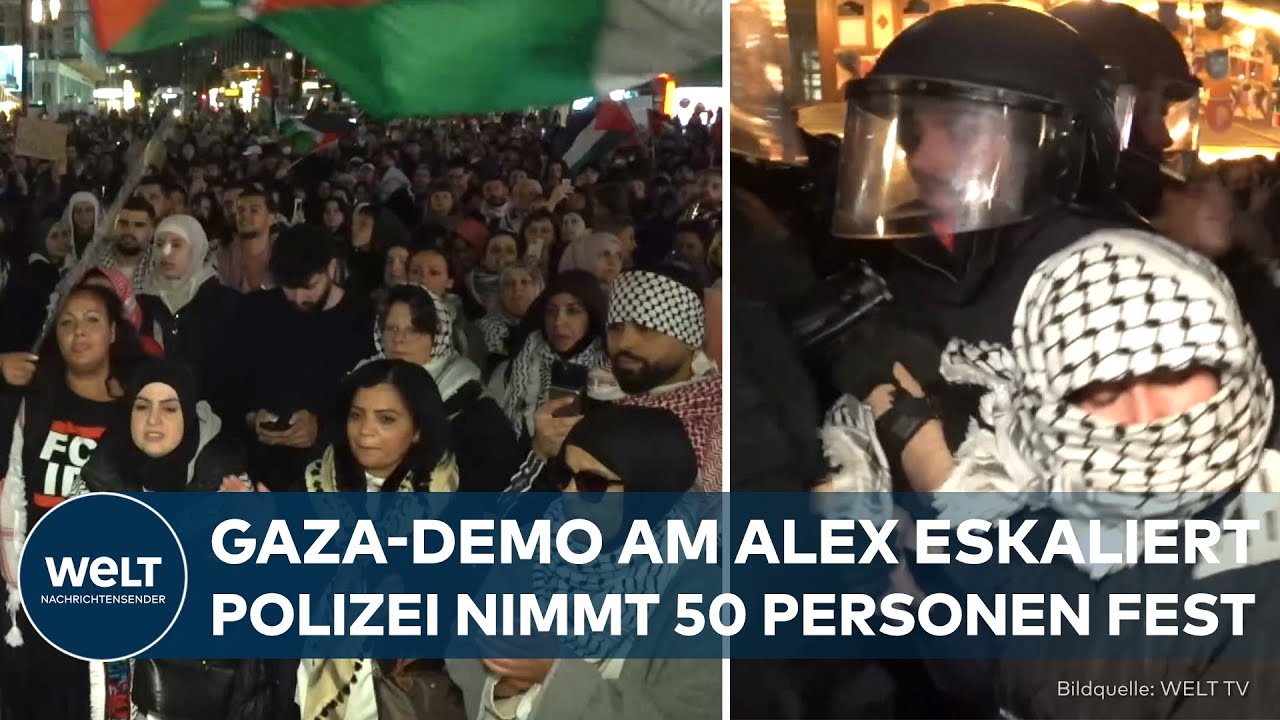 BERLIN: Propalästinensische Demo eskaliert! Pyrotechnik und Flaschenwürfe – 50 Festnahmen