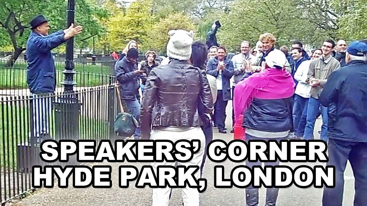 Listening to speeches at Speakers' Corner -- Hyde Park, London