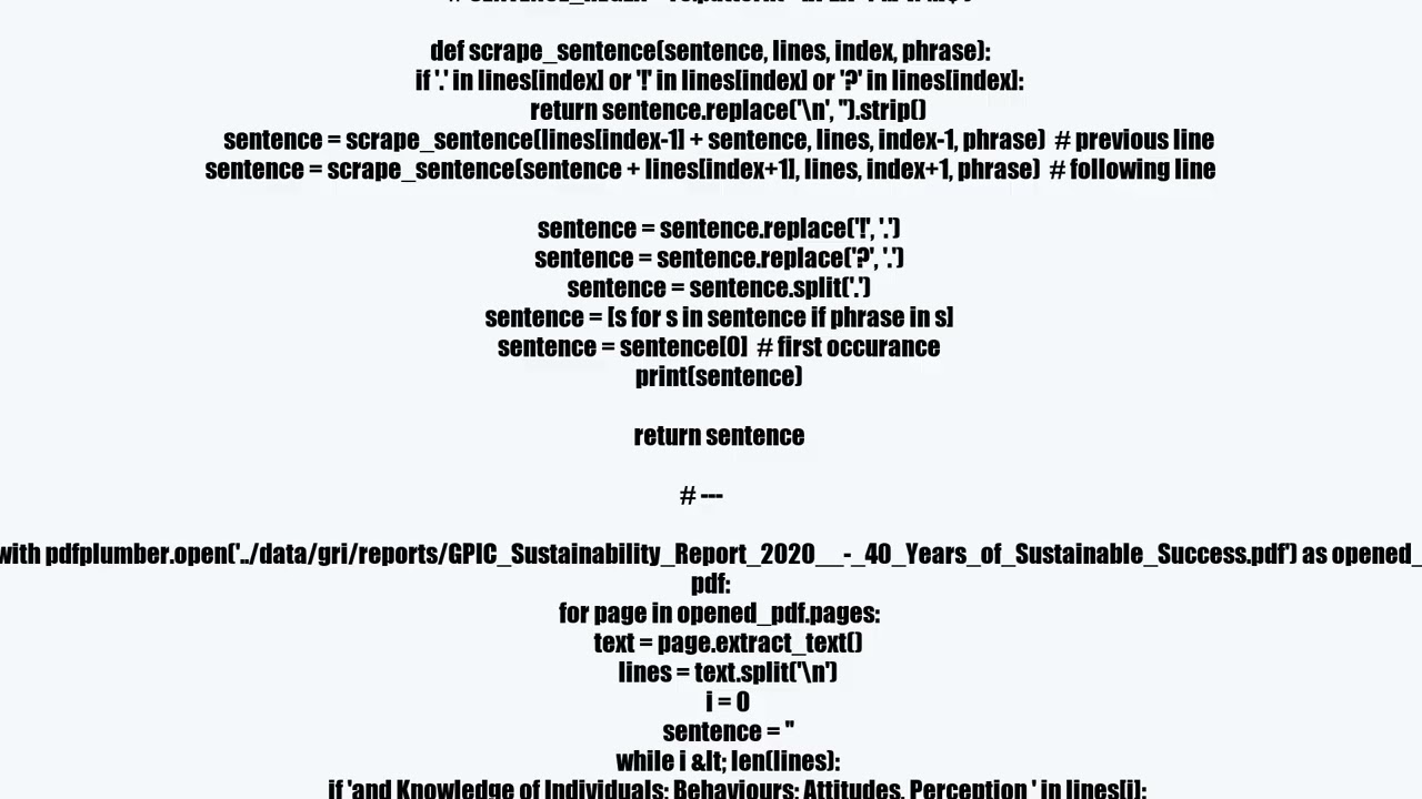 Scraping a sentence across many lines | Recursive error unresolved