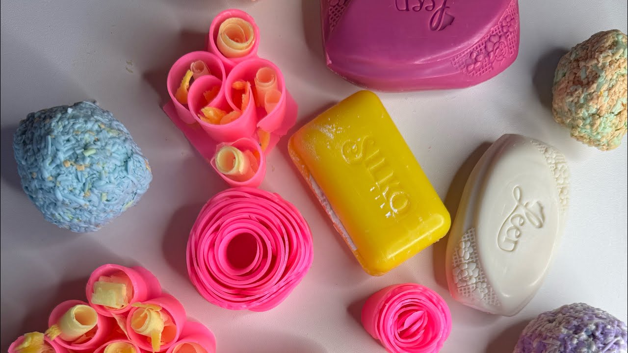 Satisfying crunchy soap & soap flower cutting#asmr #асмрsoap #