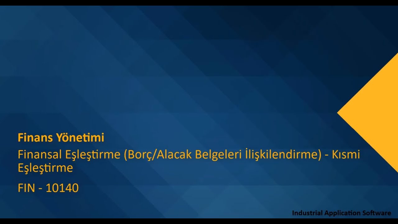 FIN 10140 : Finansal Eşleştirme (Bor&ccedil;/Alacak belgeleri ilişkilendirme) - Kısmi eşleştirme