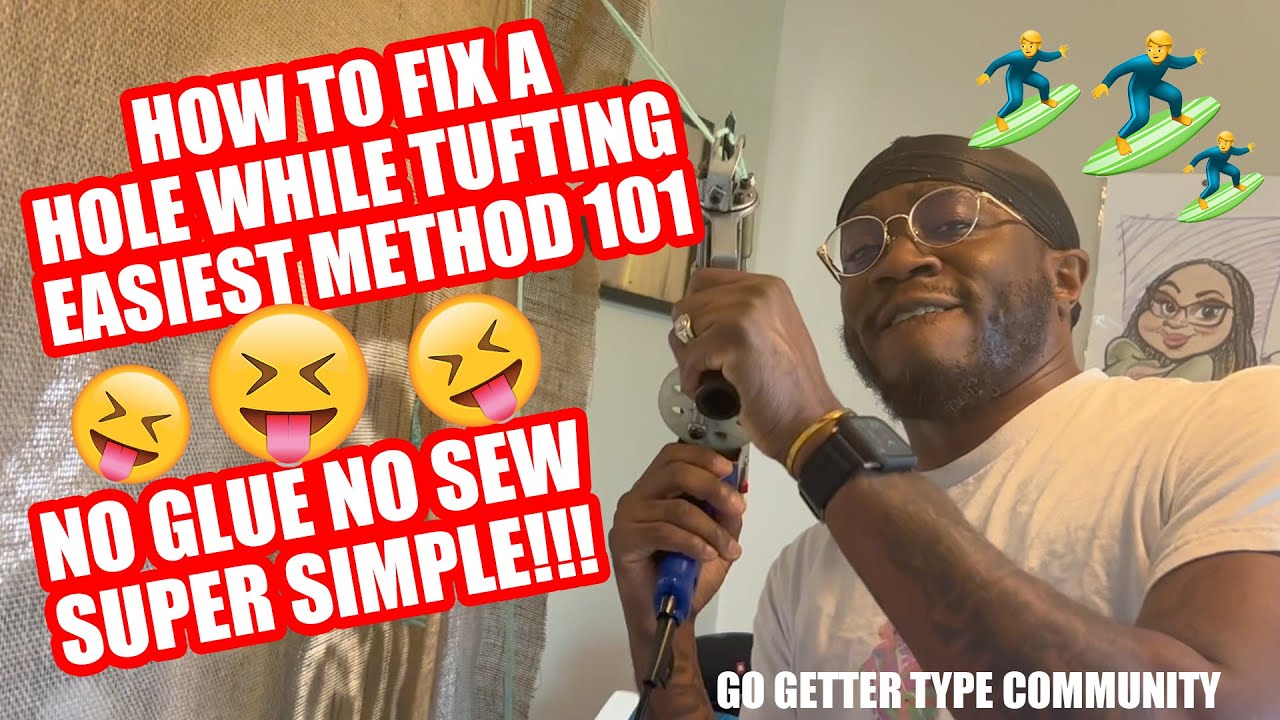 HOW TO FIX A HOLE IN YOUR RUG TUFTING FABRIC | HOW TO BACK YOUR RUG EASY METHOD!