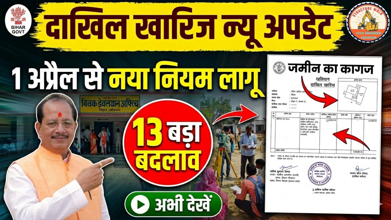 Bihar Bhumi Survey: 1 अप्रैल से बदल गए दाखिल खारिज के नियम | Dakhil Kharij New Update 2026 #survey 