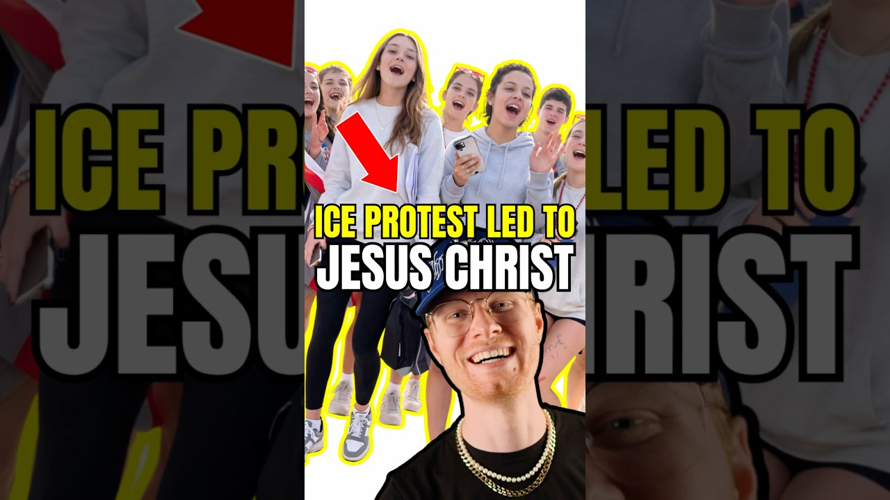 Girl Runs Into ICE Protesters & Shares Gospel🤯👏‼️ #christian #ice #protest #shorts