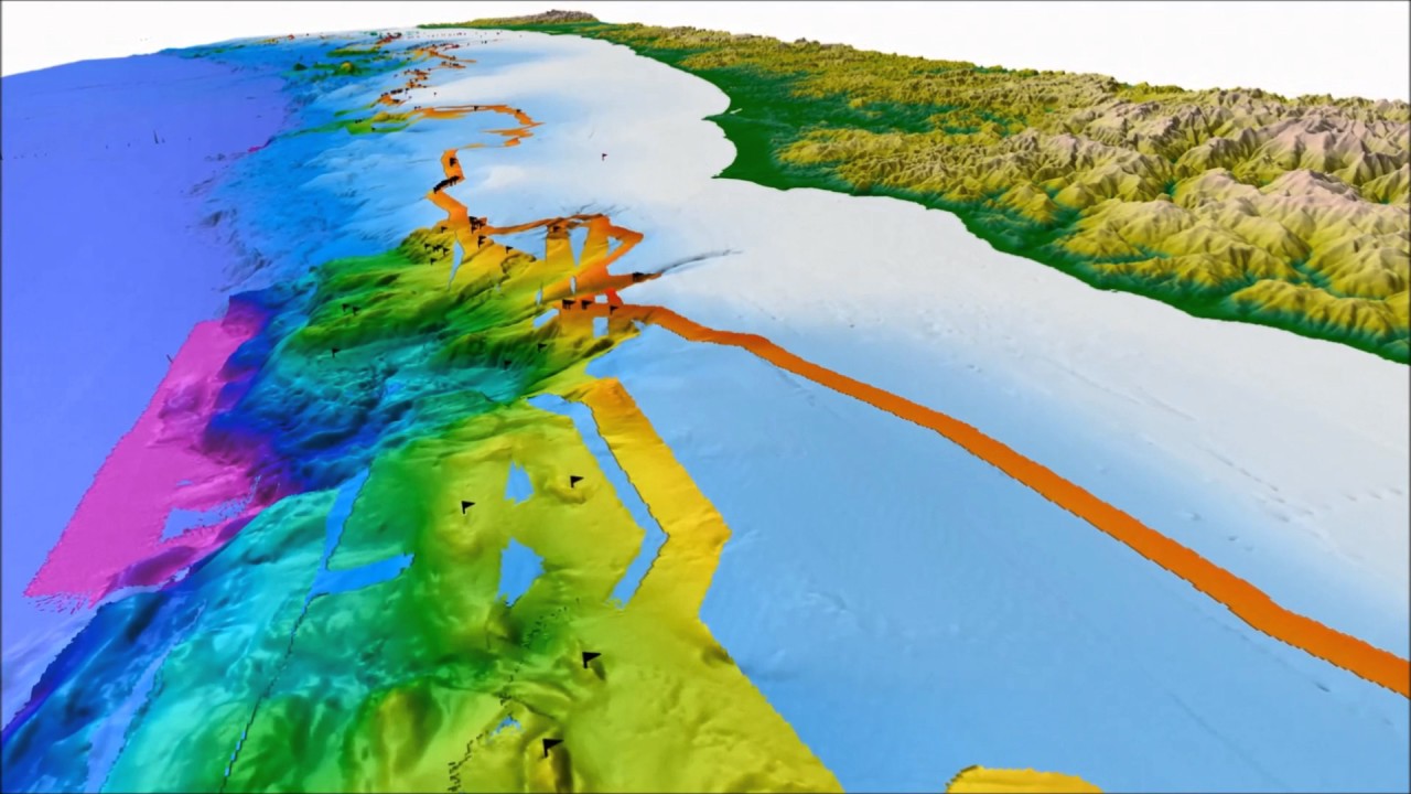 Fly-through of methane seeps discovered off the West Coast.