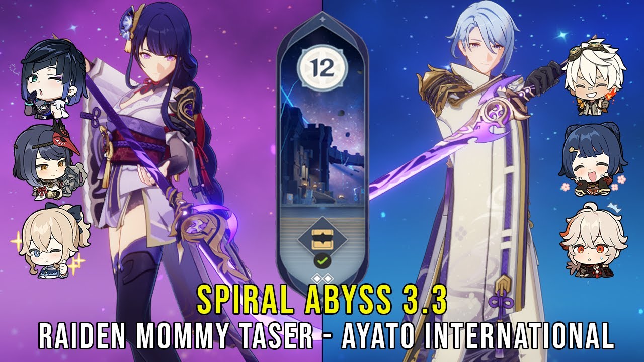 C0 Raiden Mommy Taser and C0 Ayato International - Genshin Impact Abyss 3.3 - Floor 12 9 Stars