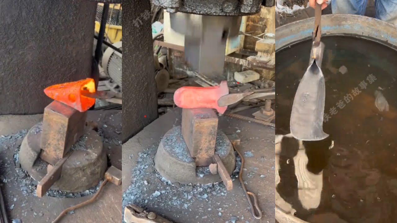 Today Dad made a small chopper using a 'duckbill'! #BlacksmithOldCraft
