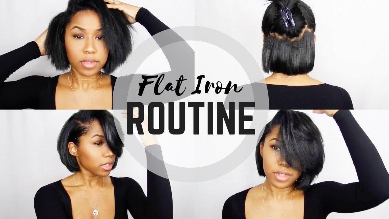 Flat Iron Routine | Short Bob