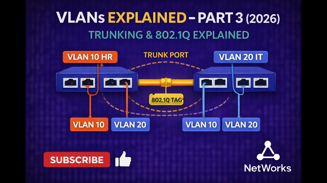 Объяснение VLAN – Часть 3 (2026): Транкинг и 802.1Q.