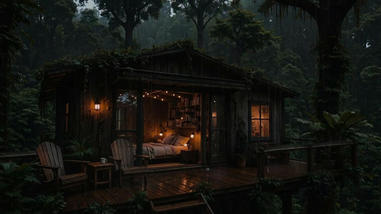 Tranquil Midnight Rain Surrounding a Hidden Woodland Cabin 🌧️🌲 | Deep Sleep & Peaceful Rest