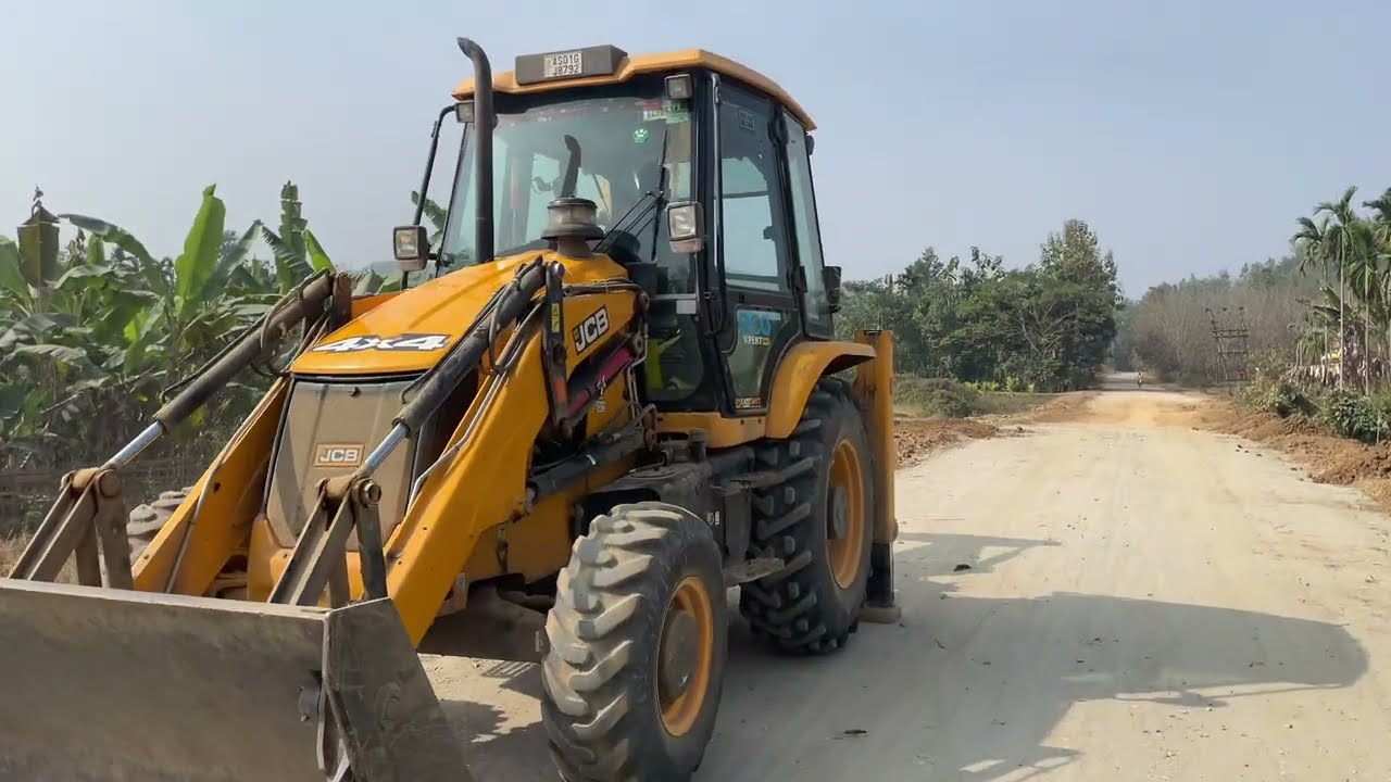 JCB 3dx road side bump  || jcb aticon video truck and tractor village road 