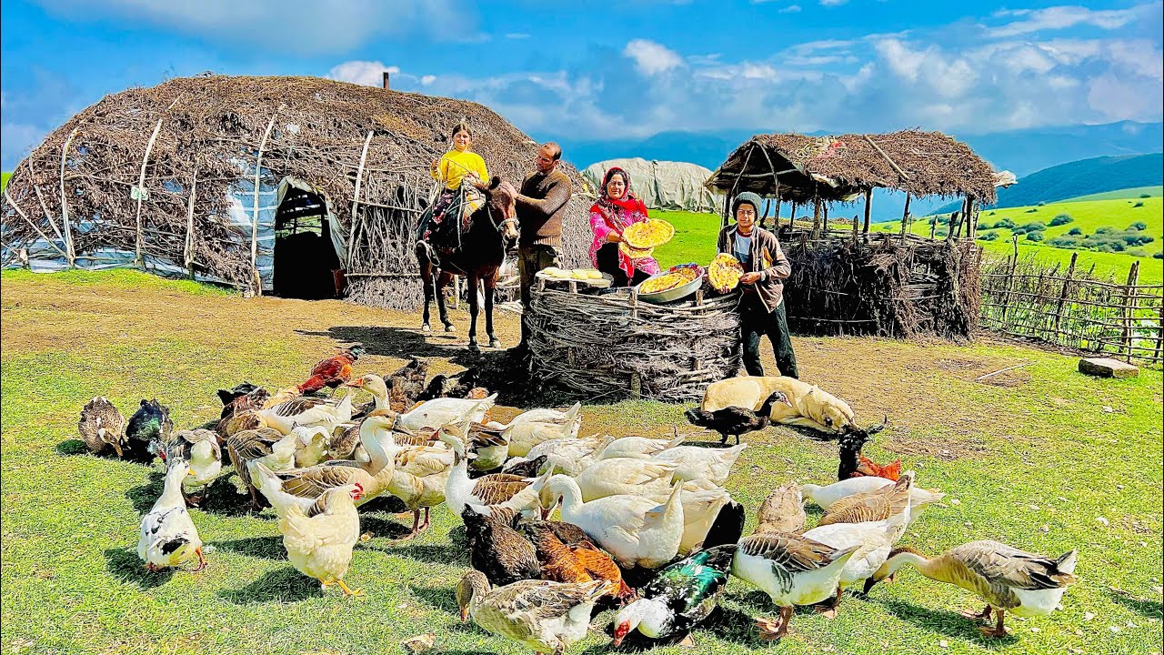 Adventurous Day in the Mountains | Baking Fresh Village Bread & Cooking Traditional Chicken