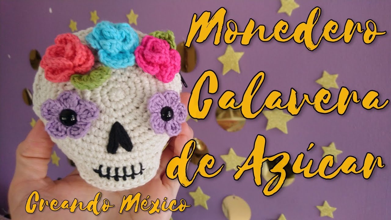 Monedero Calavera de azúcar / Cómo tejer a crochet paso a paso, tutorial amigurumi día de muertos