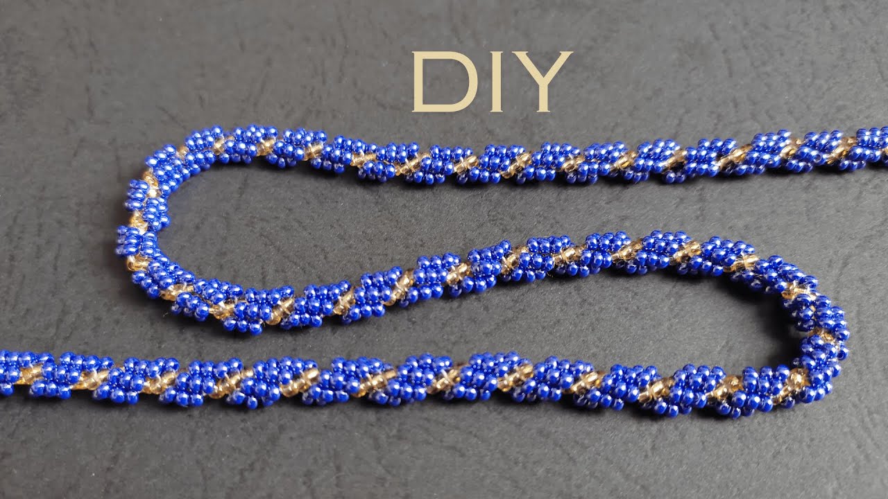 Spiral Beaded Necklace / Bracelet with Seed Beads, How to Make Beaded Rope Necklace