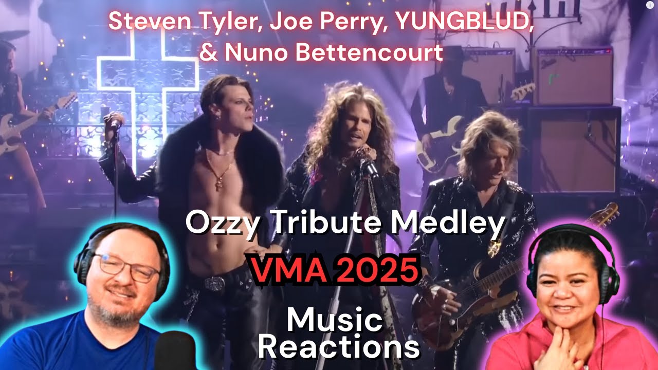 Steven Tyler, Joe Perry, YUNGBLUD, & Nuno Bettencourt -Ozzy Tribute Medley 2025 VMA Couples Reaction