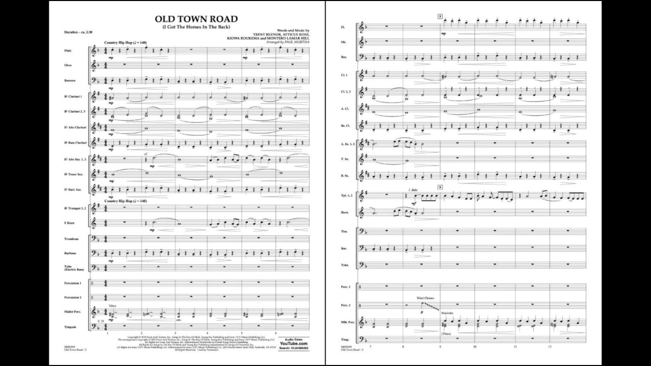 Old Town Road arranged by Paul Murtha