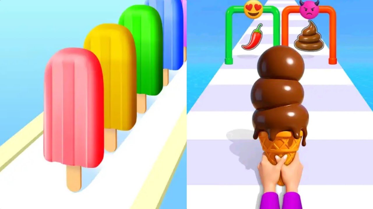 Popsicle Stack VS Ice Cream Stack Runner MAX LEVELS UNLOCKED SPEEDRUN Gameplay