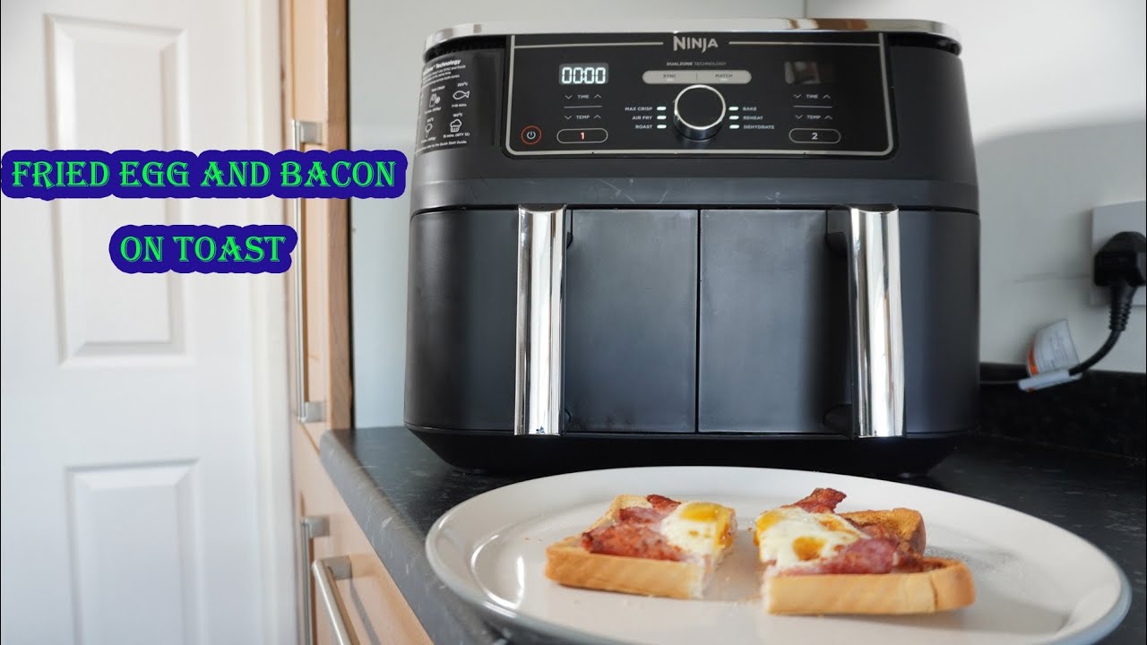 NINJA AIR FRYER fried egg and bacon on toast. foodi max dual zone 9.5ltr #cooking #recipe