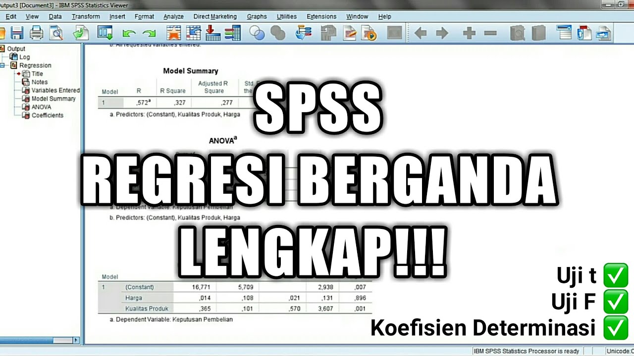 SPSS : Uji t, Uji F dan Koefisien Determinasi dalam Analisis Regresi Berganda