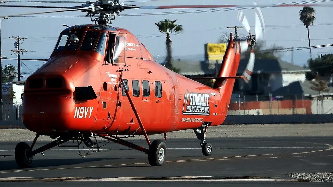 Sikorsky S-58 Start-Up, Takeoff & Landings - Screaming Mimi from TV Series Riptide (N698) N9VY