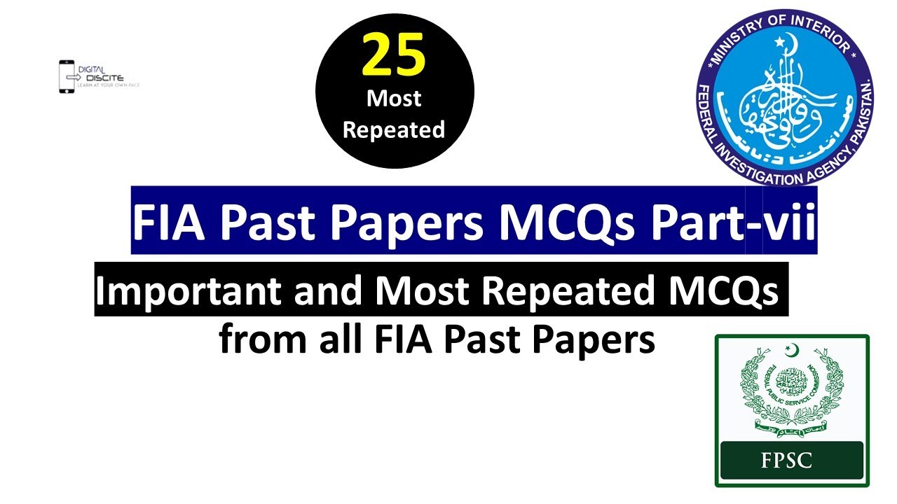 FIA Past Papers MCQs Part vii | FPSC FIA Past Papers MCQs | FPSC FIA Preparation 2023