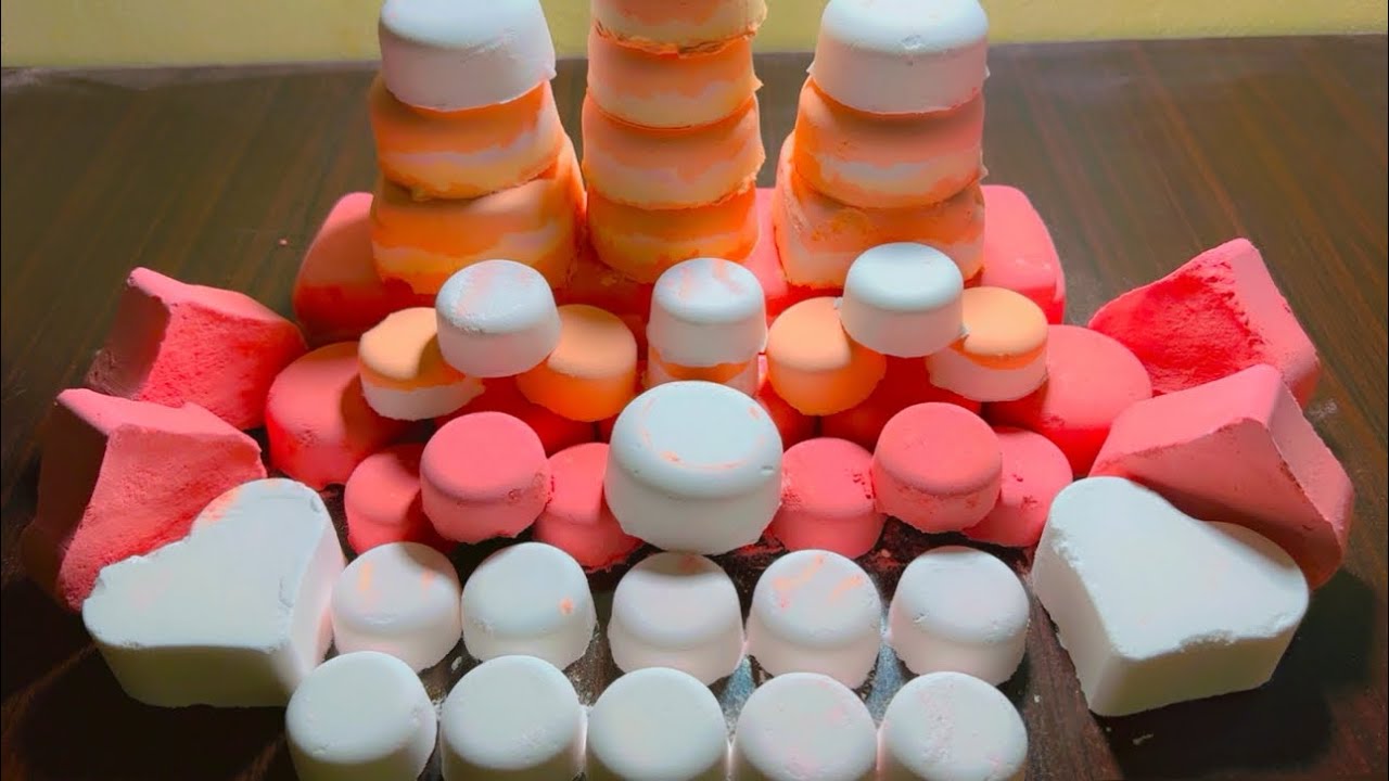 ASMR Baking Soda crush 3 defferent colors video 
