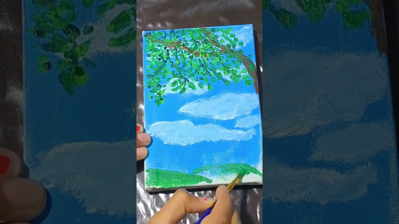 Skybound Greenery #art #canvas #easy #shorts #painting #trending #clouds #nature #naturelovers #tree