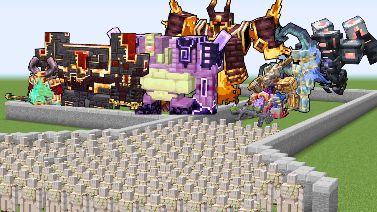 1000 IRON GOLEM DEATHRUN (ALL L_ENDER'S CATACLYSM MOBS) - Minecraft Mob Battle