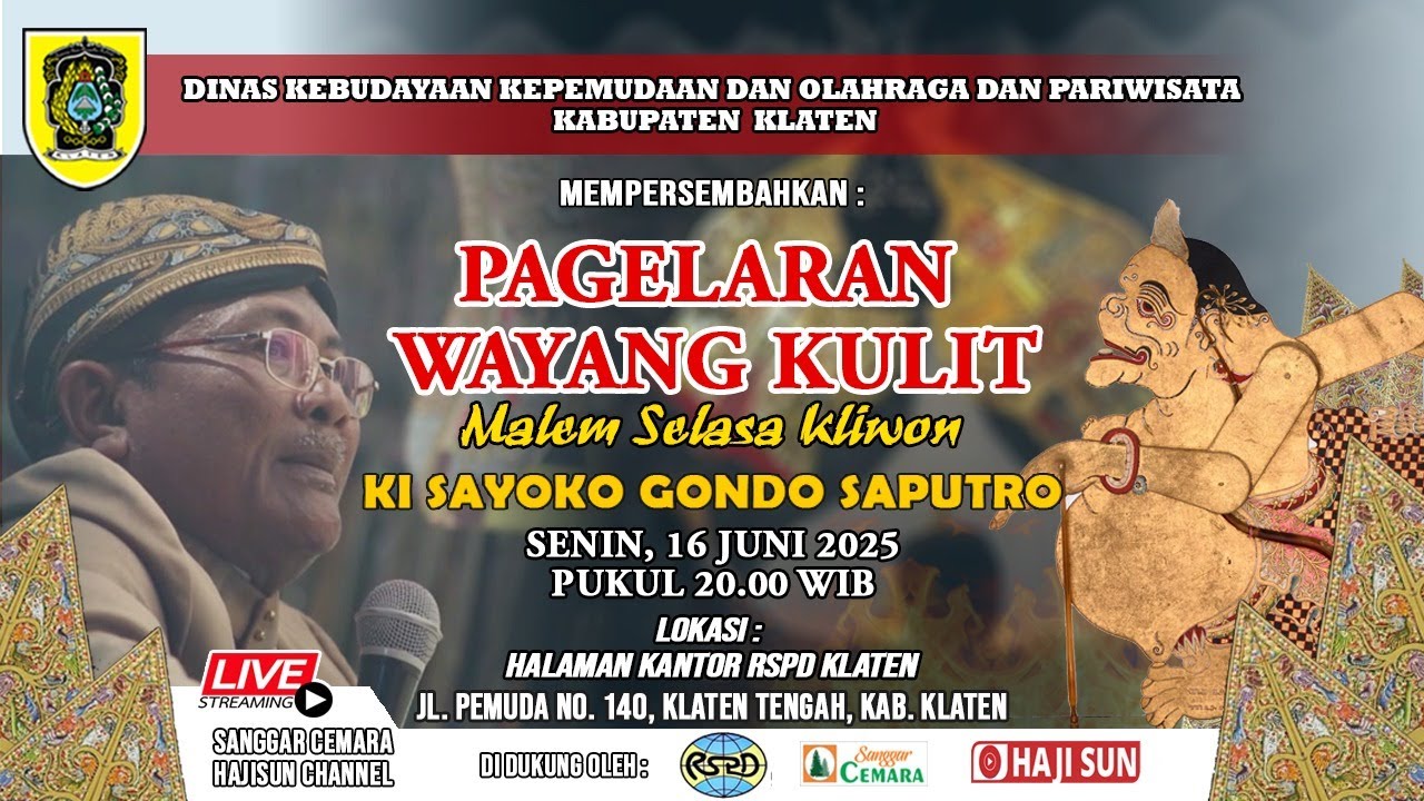 Live Wayang Rutin Malam Selasa Kliwon di RSPD Klaten. Ki Sayoko Gondo Saputra