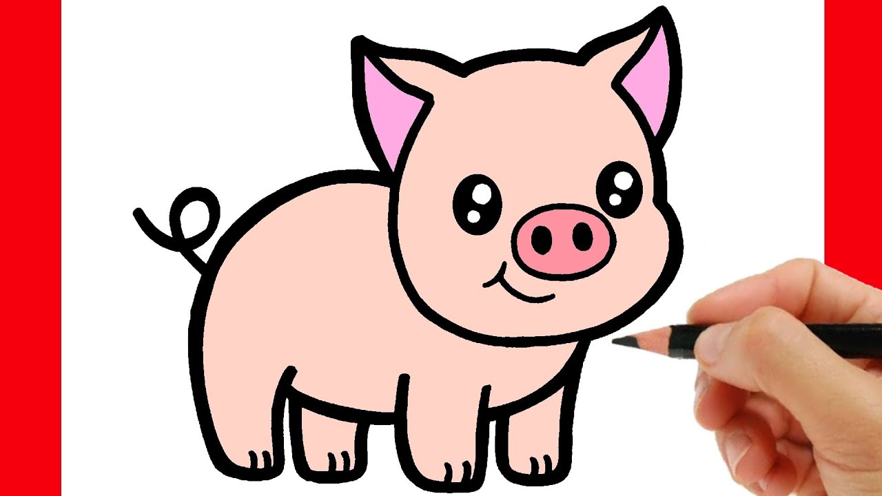 CÓMO DIBUJAR UN CERDO - Dibujar Animales de la Granja