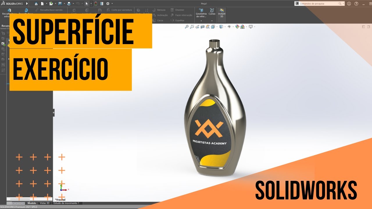 SUPERFÍCIE SOLIDWORKS  - GARRAFA PLÁSTICA  EXERCÍCIO